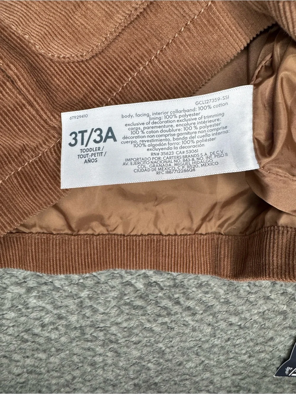 Oshkosh B’Gosh Toddler Boys Corduroy Button up Jacket - Brown Size 3T NWT